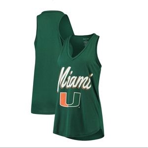 Women's Green Miami Hurricanes At Ease V-Neck Tank Top Size Small